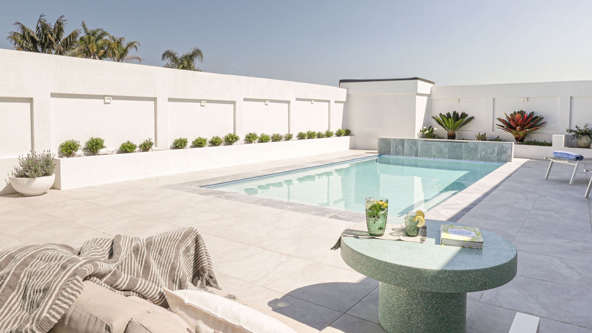 Modern backyard swimming pool